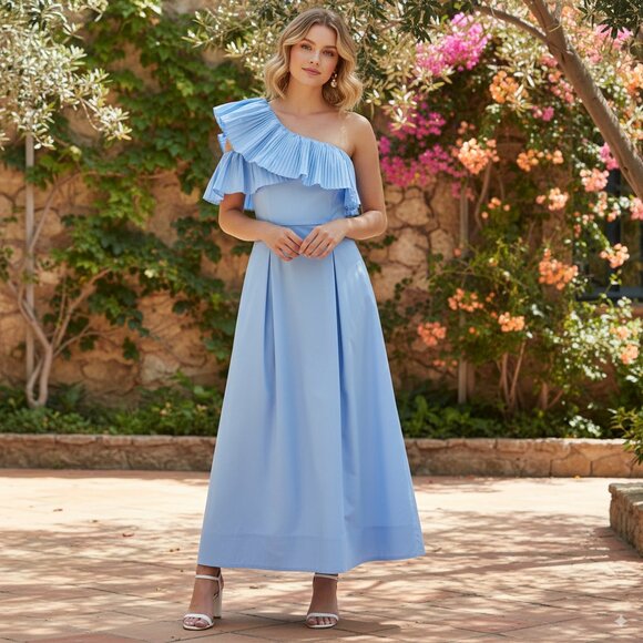 Sovere Bliss One Shoulder Midi Dress Bluebell Size Small NWT - Picture 1 of 11